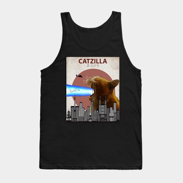 Catzilla - Giant Cat with Mouth Lasers Tank Top by Animalzilla